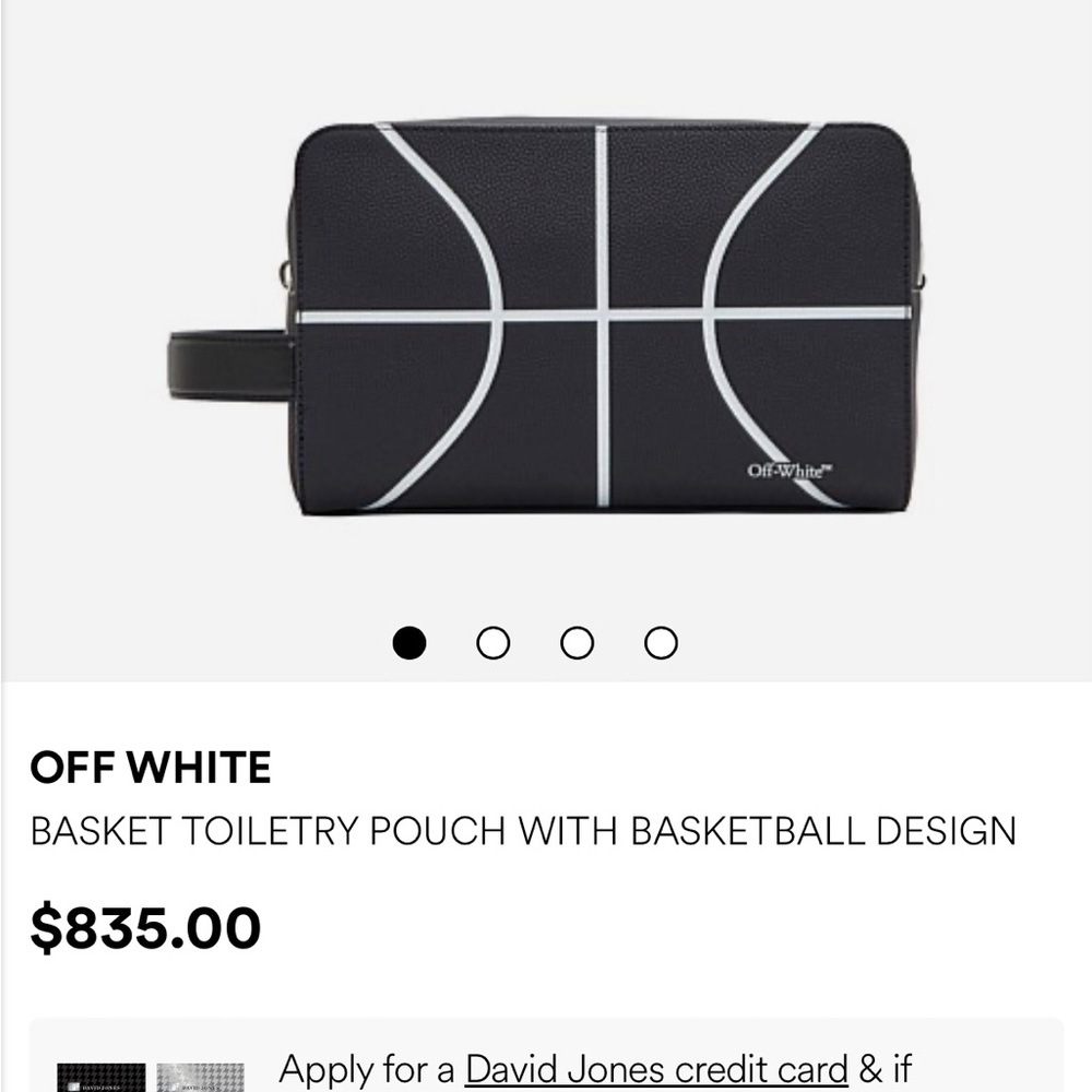 Off-White Black Toiletry Pouch with Basketball Design